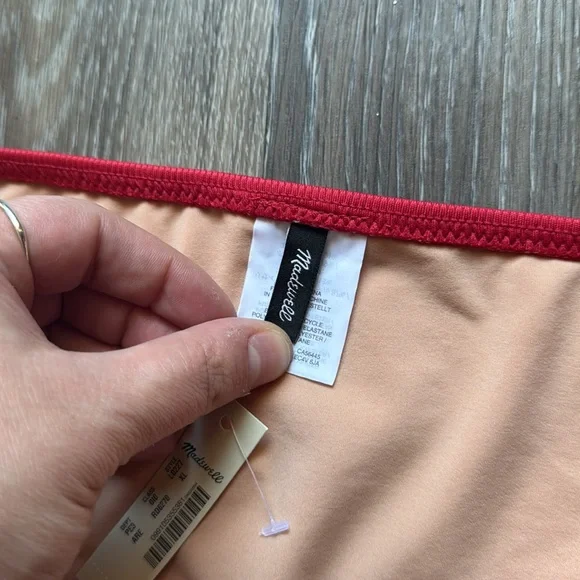 Madewell Red Pink Ribbed Bikini Bottoms Classic Swim Suit XL - Picture 4 of 7